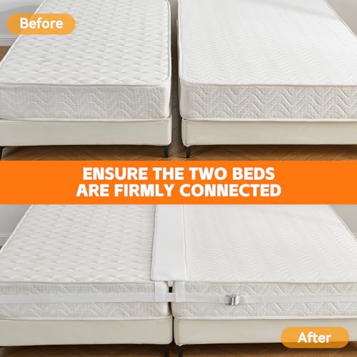 Qucover Bed Bridge Twin to King Converter Kit, Gap Filler Kit with Memory Foam, Comfortable Mattress Connector for Guest and Hotel, 200x20x8cm