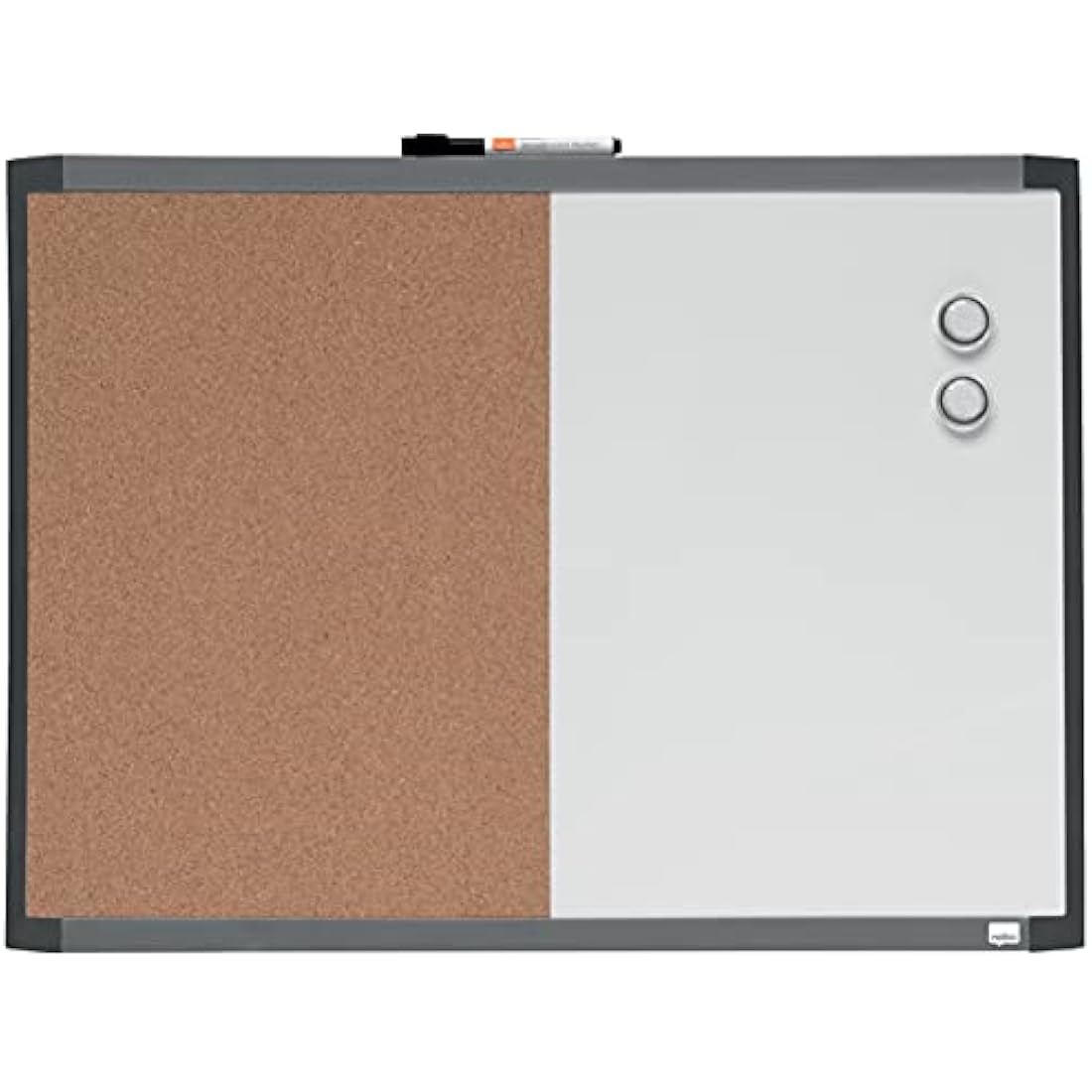 REXEL Small Magnetic Whiteboard & Cork Notice Board Combo, Assorted Two Tone Trim, Dry Wipe, Wall Mountable, Integrated Pen Clip, Home/Office, 585 x 430 mm, 1903784