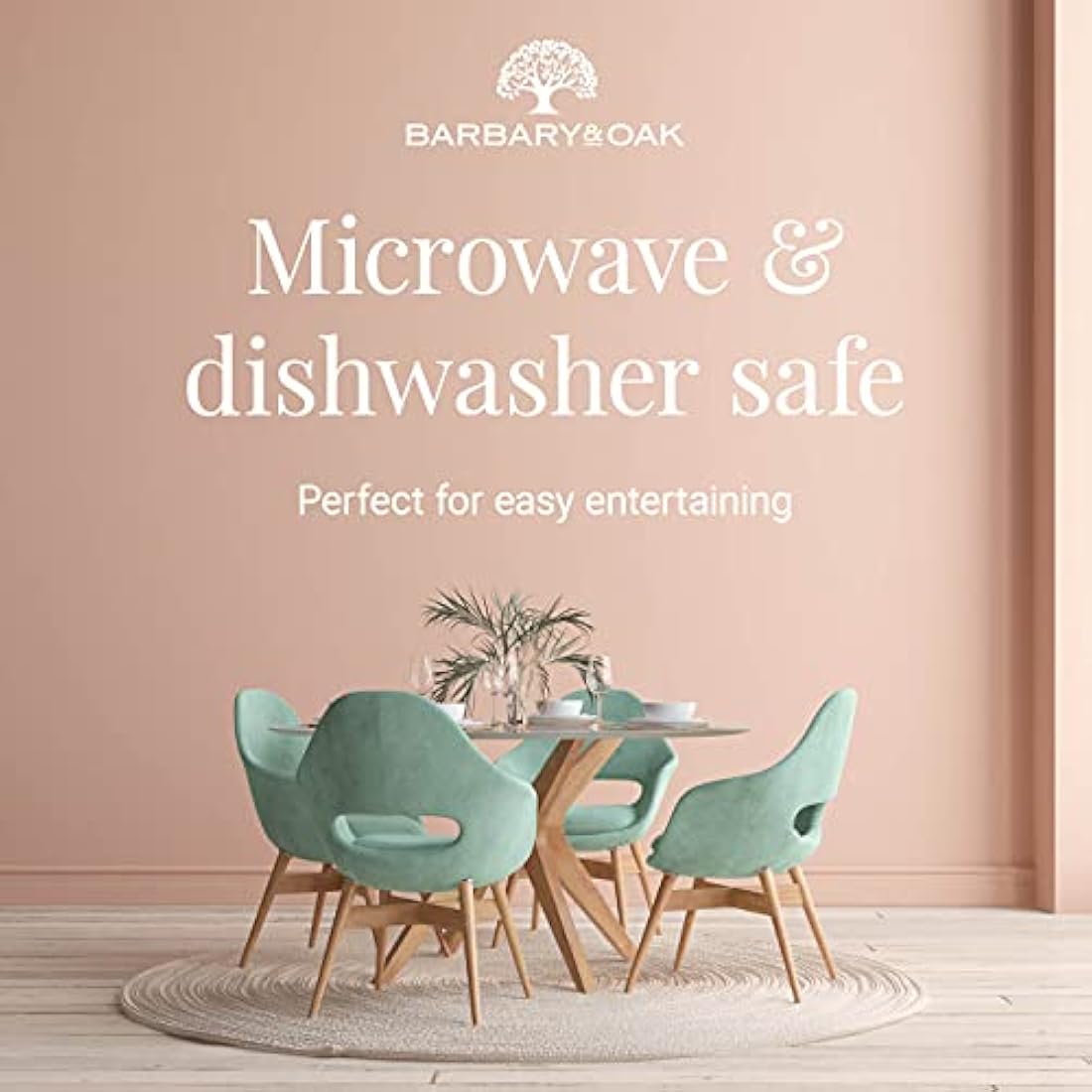 Barbary & Oak BO867007WHT Avena 16 Piece Dinnerware Set, Stoneware, Linen White