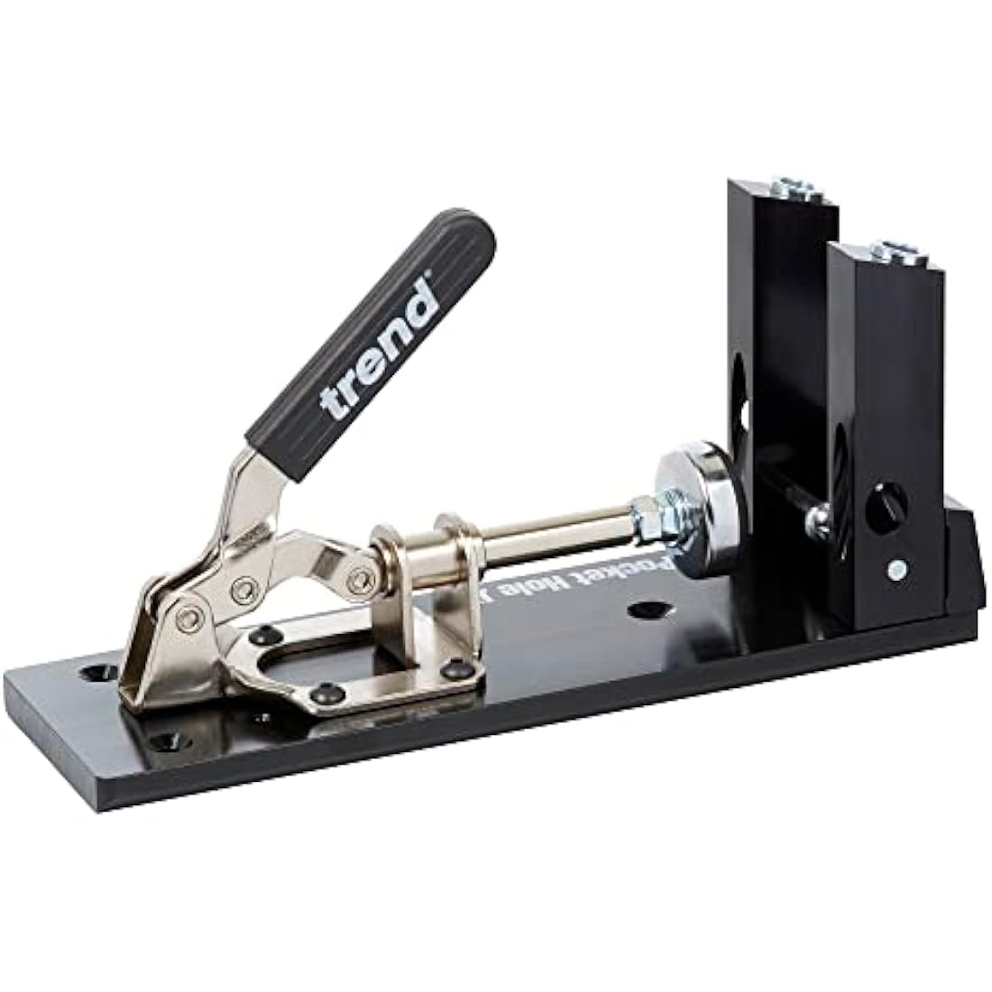 Trend Pocket Hole Jig Kit with Dual Column Jig, Face Clamp, HSS Drill Bit & Depth Setting Collar, 2 Square Bit Drives & 100 Pocket Hole Screws, PH/JIG