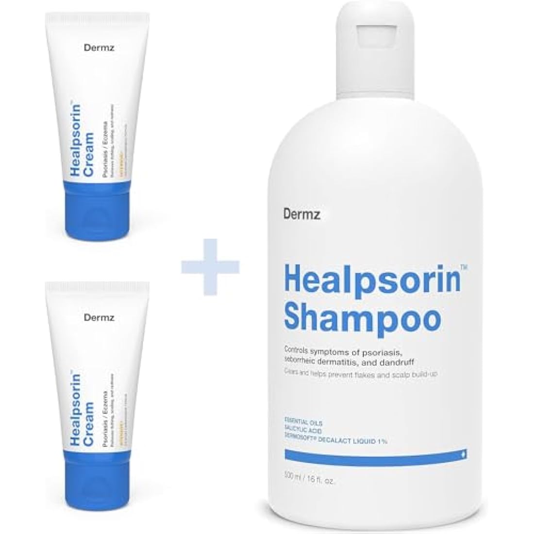 Medicated Shampoo Bundle with 2X Cream for Psoriasis & Eczema - Treatment for Itchy, Cracked & Irritated Skin - Dermatology - Healpsorin