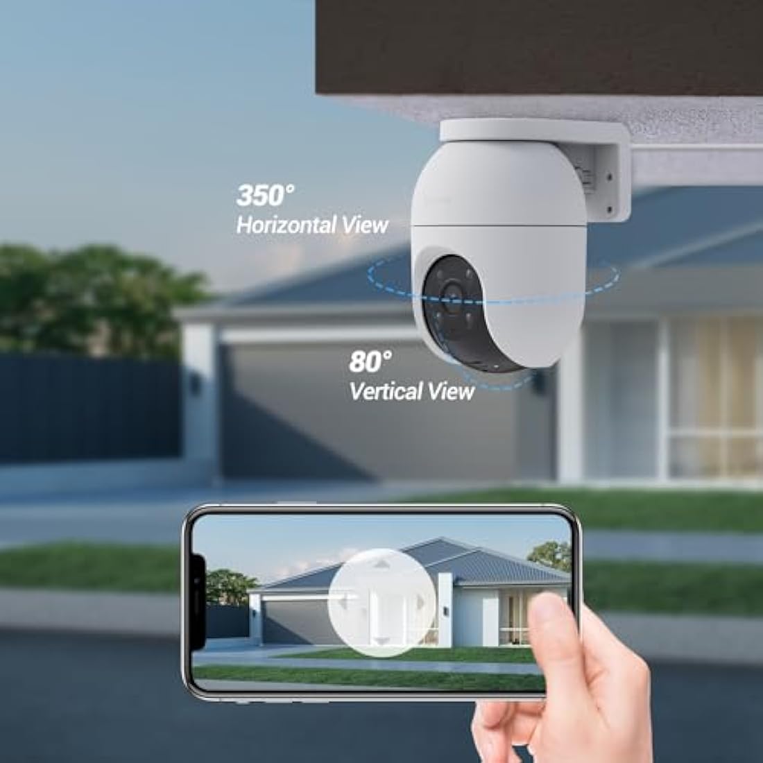 EZVIZ 3K Wifi Security Camera Outdoor Wired, No Monthly Fee, 512GB SD Supports, 360° PT, Colour Night Vision, Human/Vehicle Detection, Auto-Track, Home Wifi CCTV System, Alexa/Google (C8c 5MP)