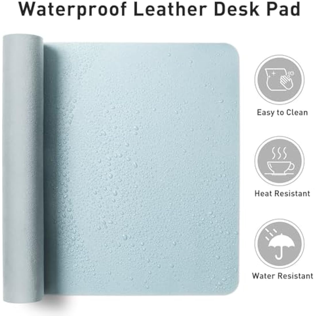 Aothia Desk Mat PU Leather Desk Pad/Mouse Pad,Anti-Slip Desk Protector,Waterproof Desk Cover for Office&Home(80cmx40cm,Baby Blue)