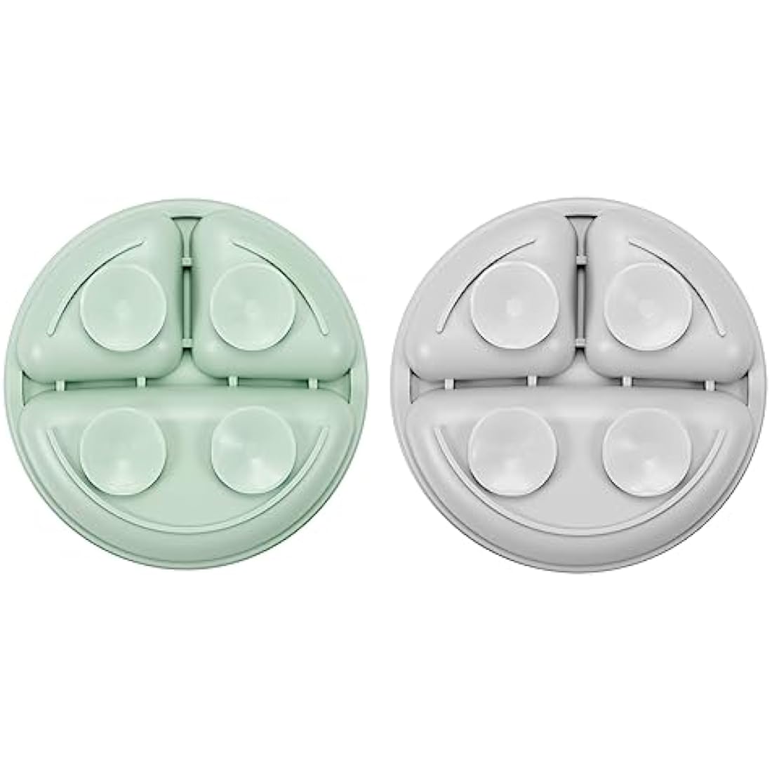 PandaEar 2-Pack Silicone Suction Plates for Babies Weaning with 2 Baby Spoons - Divided Plates for Toddlers and Kids Childrens - Unbreakable Baby Plates with Sections