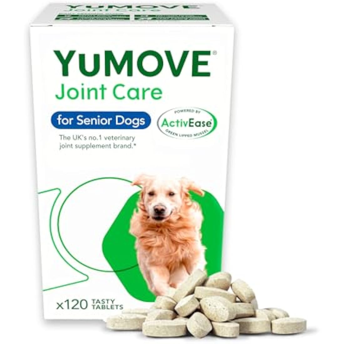 YuMOVE Senior Dog Joint Supplement, Higher Strength for Joint Care, Essential Hip & Joint Support for Older Dogs with Glucosamine, Chondroitin, Green Lipped Mussel, Aged 8+, 120 Tablets