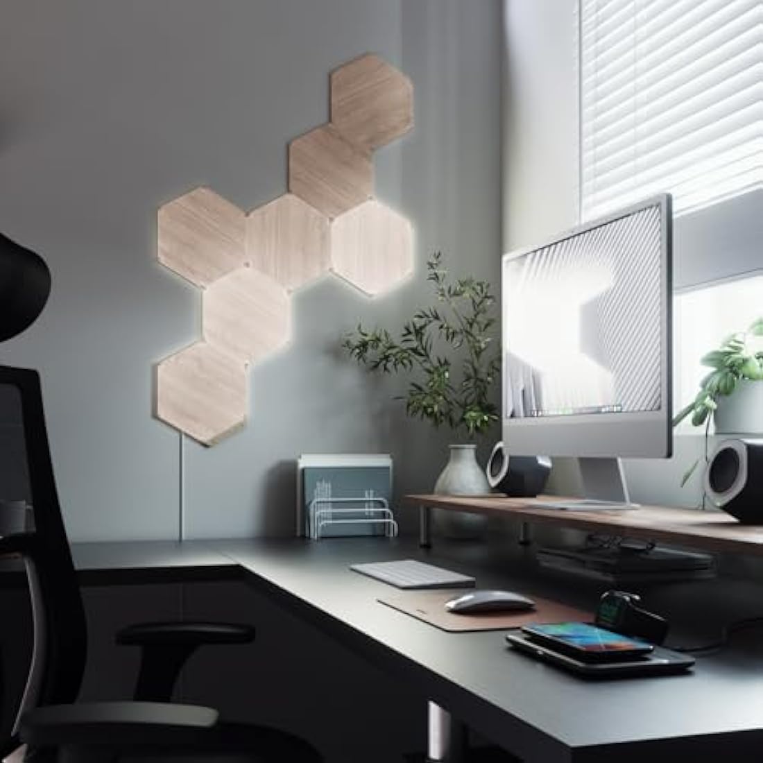 Nanoleaf Elements Hexagon Expansion Pack, 3 Additional Wood Look Light Panels - Dimmable & Modular Smart LED Wi-Fi Wall Mood Lights, Works with Alexa Google Assistant Apple Homekit, for Room Decor