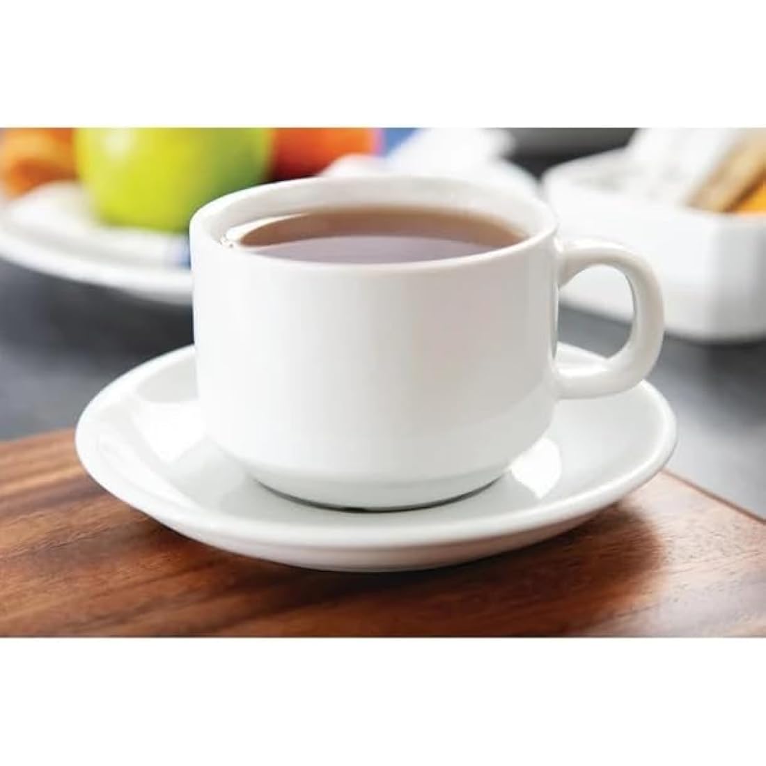 Olympia Athena Stacking Cups 200 ml / 7 oz (Pack of 24), White Porcelain, Teacups and Coffee Cups, Catering Equipment, Chip Resistant, Fits Saucer CC202, Microwave / Dishwasher Safe, CC200