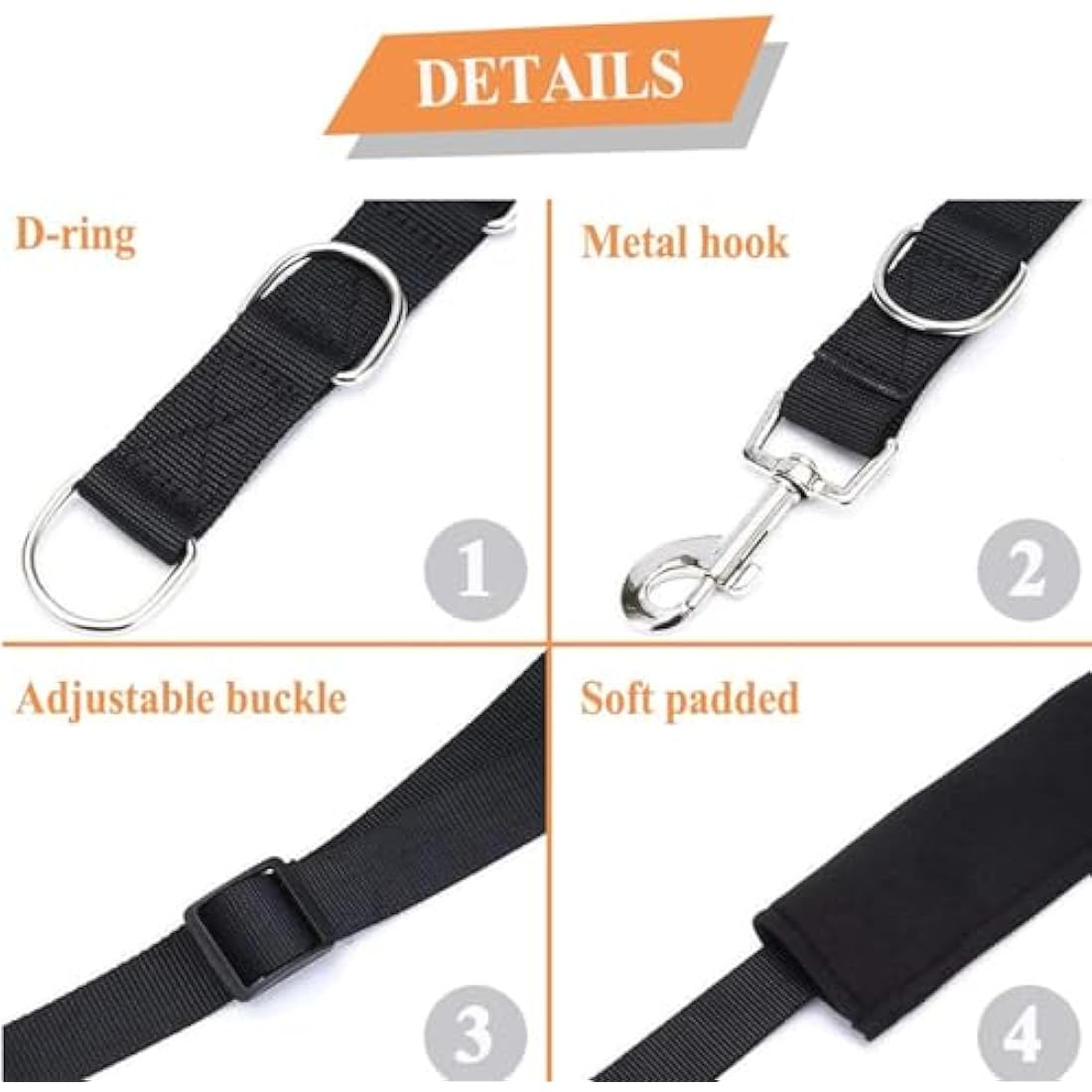 ASOCEA Dog Grooming Belly Strap Nylon Grooming Restraint Loop Noose Dog Grooming Extension Strap Adjustable Traction Leash with D-Rings for Small Medium Cats Dogs Grooming Bathing (Black)