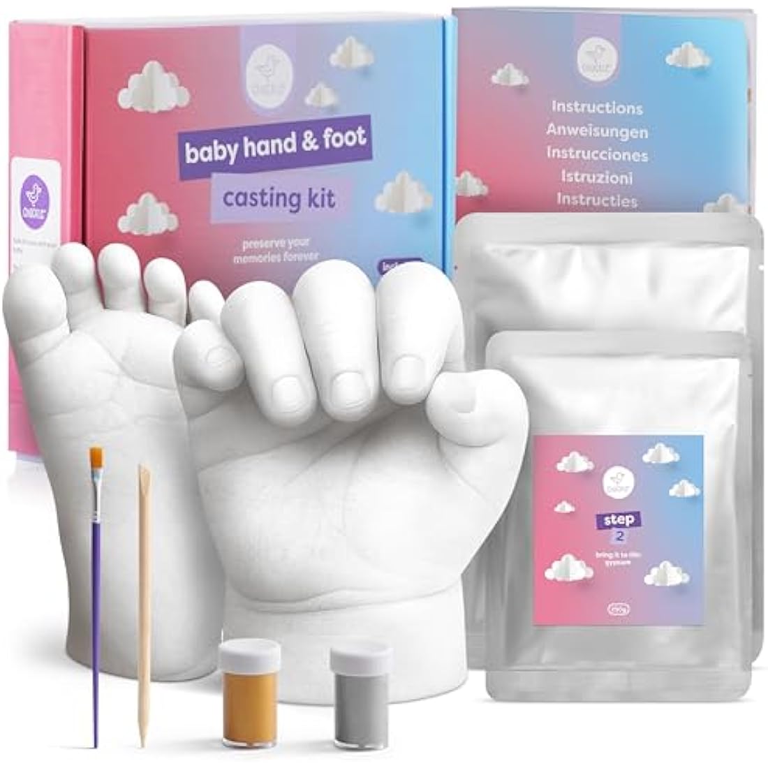 Chuckle Baby Handprint Footprint Casting Kit, 3D Moulding Gift Set, Memories, Keepsakes, For Kids or Newborn, Baby Shower Presents