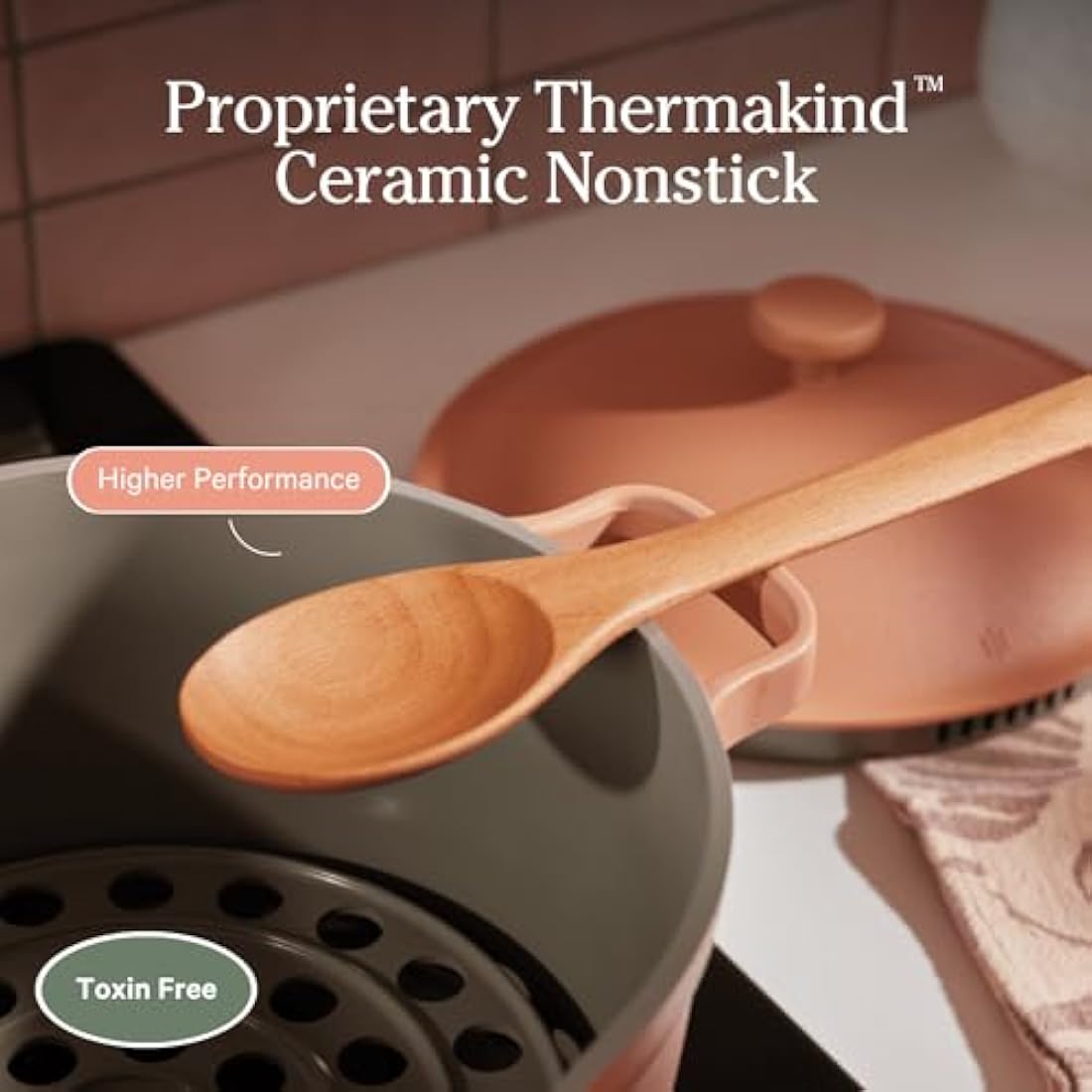 Our Place Perfect Pot - 5.2 L. Nonstick Ceramic Sauce Pan with Lid | Versatile Cookware for Stovetop and Oven | Steam, Bake, Braise, Roast | PTFE and PFOA-Free | Toxin-Free, Easy to Clean | Blue Salt