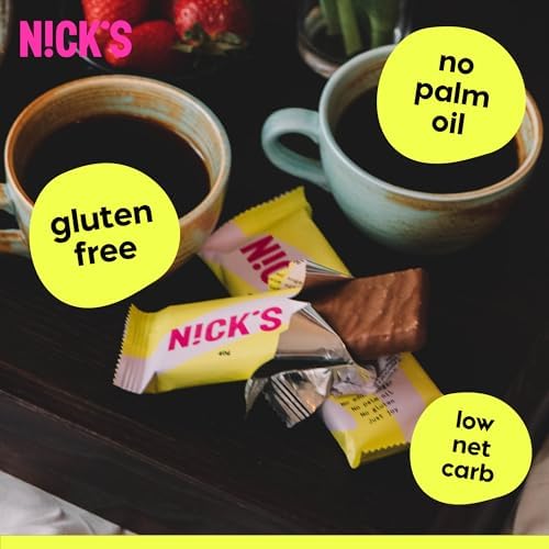 NICKS Chocolate Wafer Bars, Low Carb Biscuits Candy Snack Bar, 165 Calories, No Added Sugar Gluten Free Sweets (Multipack 24x35g)