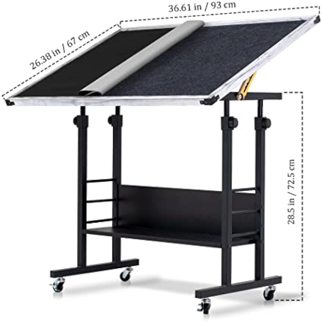 Becko Jigsaw Puzzle Table Tilting Table with Height Adjustment for Up to 1500 Pieces, Enclosed with 4 wheels (Gray)