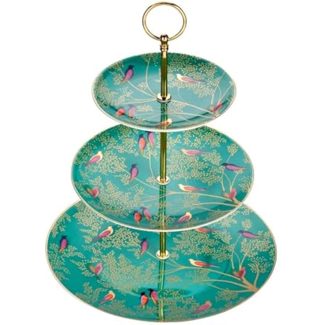Sara Miller for Portmeirion Chelsea 3 Tier Cakestand Green, Ceramic, 280 x 280 x 60 cm