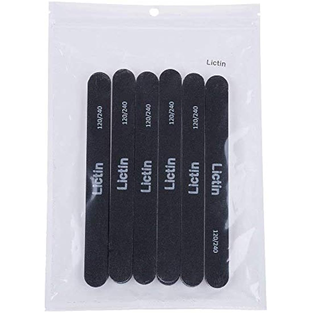 Lictin Pack of 16 Professional Nail Files Double Sided Emery Board (120/240 Grit)(Black)
