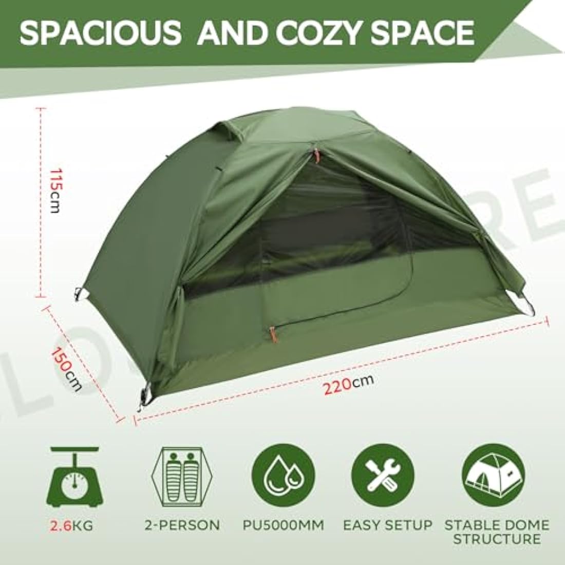 Clostnature Crux Lightweight Camping Tent - 1/2/3/4 Man Tent, Waterproof & Windproof 3 Season Tent, Double Layer, Compact Easy Setup Design for Hiking, Backpacking, Festivals, Family Camping, Outdoor