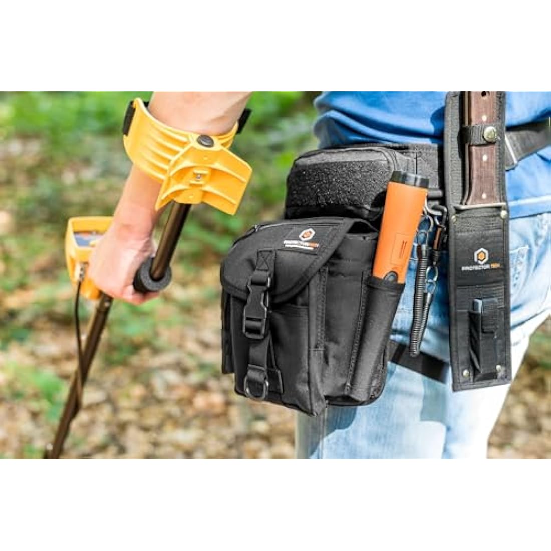ProtectorTech HD Drop Pouch for Metal Detector Finds Bag with pinpointer holster - Metal Detecting Accessories