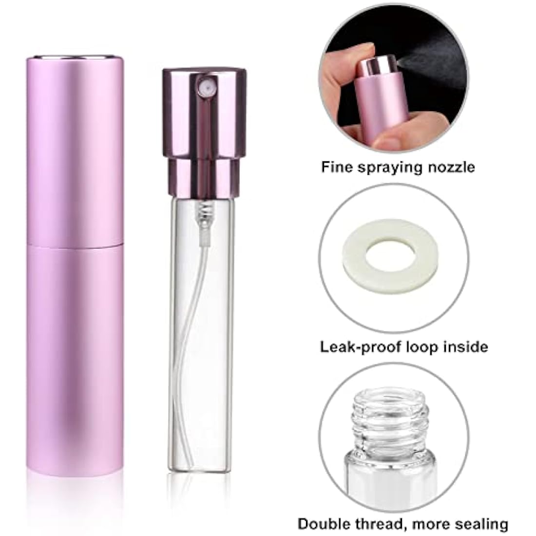 Zingso Refillable Travel Perfume Atomiser Bottles, 2 Pcs 10ml Mini Portable Spray Bottles Refillable Perfume Aftershave Atomiser Empty Travel Bottles with Funnel… (10ml (Pink+Light Purple))