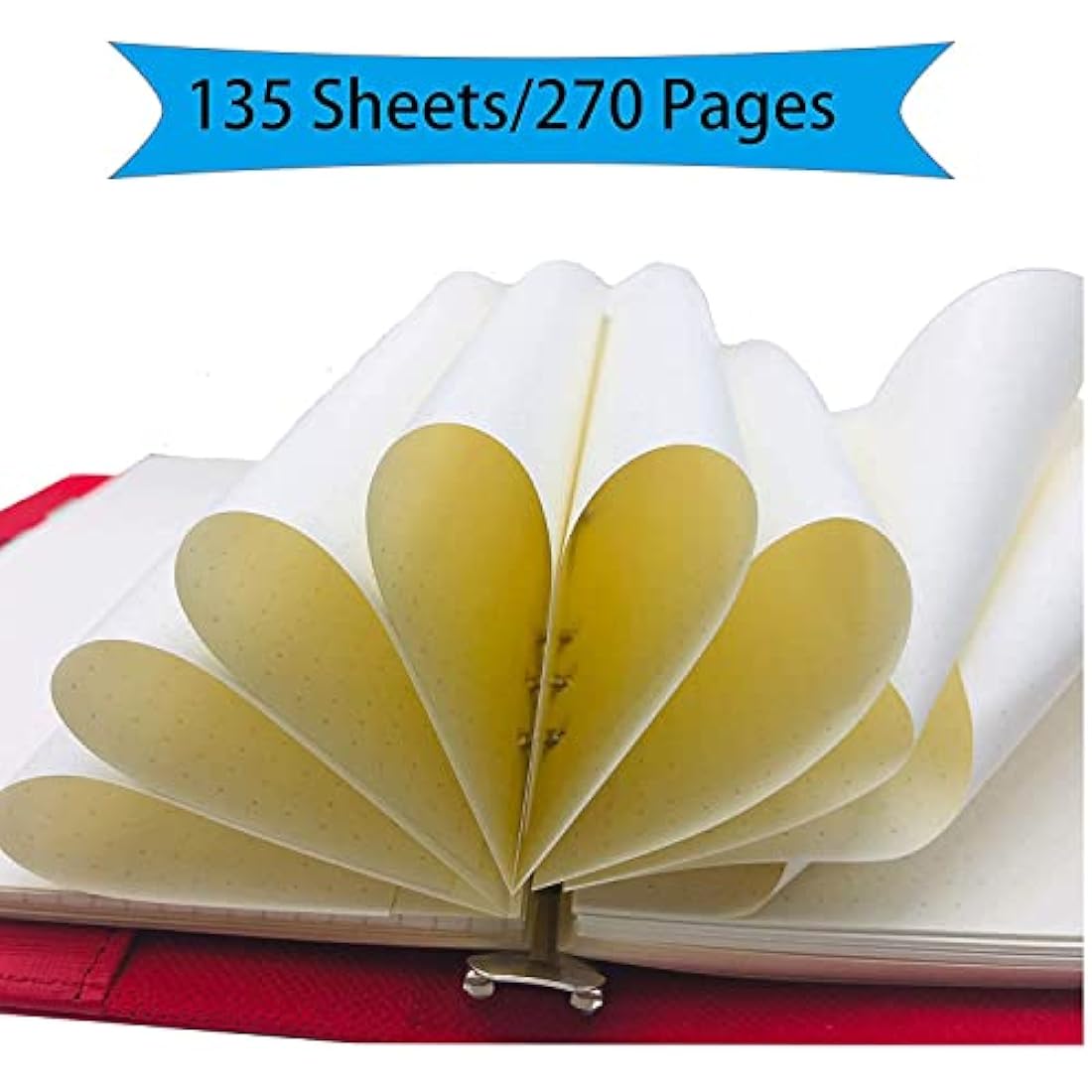 ZKSM Planner Refill Paper 5mm Squared Ruled Inserts Paper with A5 6 Holes 135 Sheets/270 Pages Binder Grid Notepaper for Filofax Bullet Journals Diary, 8.26x5.59 Inch (Dotted)