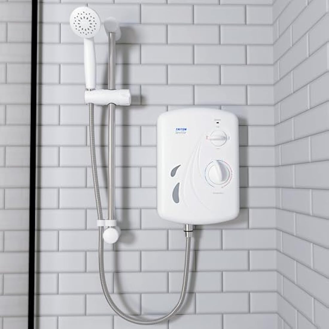 Triton Showers Seville, Shower Electric, 10.5 KW, White, Instant Hot Water, Replacement Shower, Anti Twist Hose, Bathroom Showering Unit
