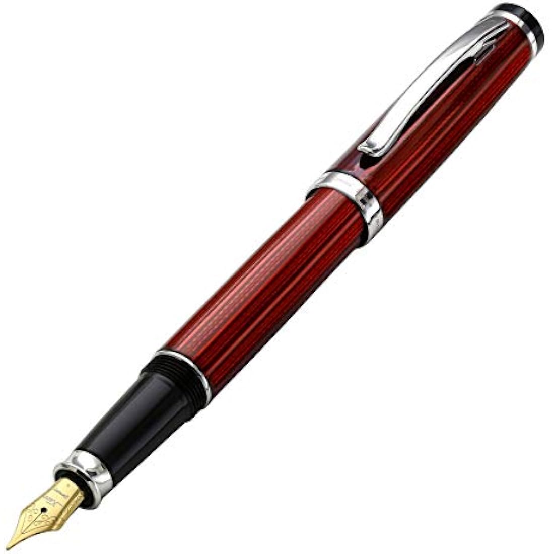 Xezo Incognito Fountain Pen, Medium Nib. Burgundy Red Layered Lacquer with Pure Platinum Plating. Handcrafted and Guilloche Engraved. Limited Edition, Serialized