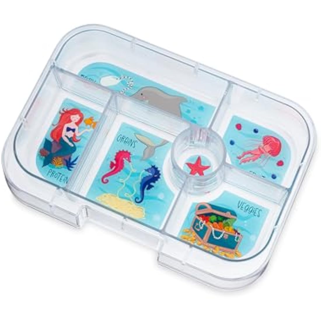yumbox Original Leakproof Kids Bento Lunch Box, 5 Compartments + Dip Well, Easy-Open Latch, Portion Control, Removable Illustrated Tray, Ages 3-7 (Malibu Purple (Mermaid Tray))