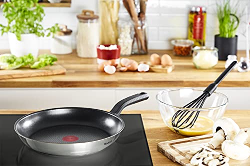 Tefal Comfort Max 24/28cm Stainless Steel Frying Pan Set ? Durable Non-Stick Pan with Thermo-Spot Heat Indicator, Induction Compatible Base,