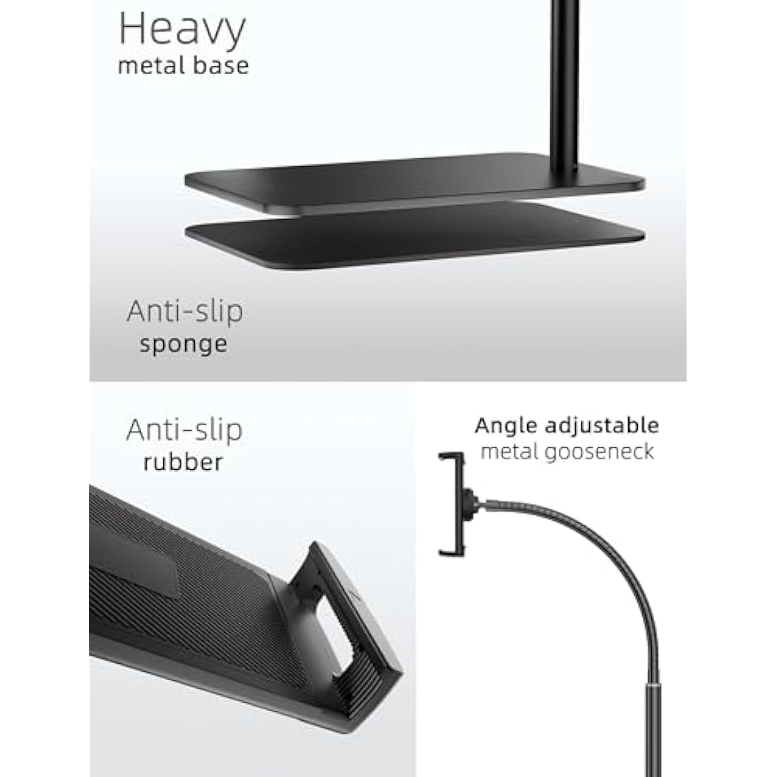 LanPavilion iPad Stand, Adjustable Metal Tablet Stand with Flexible Gooseneck, Compatible with iPad, Kindle, and Cell Phones (4.7''-13''), Ideal for Hands-Free Use