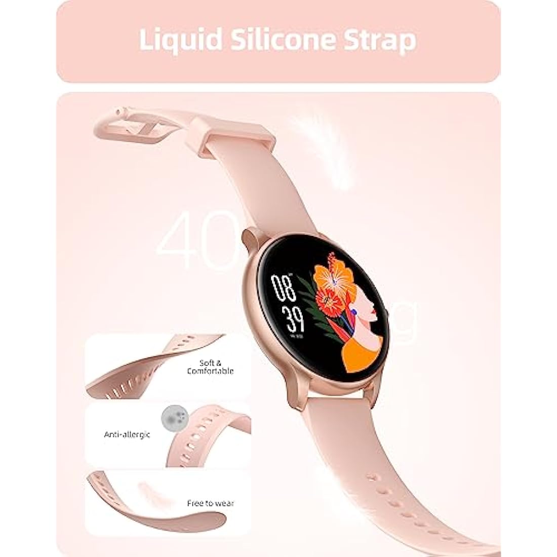 Parsonver Smart Watch Answer/Make Call, Fitness Watch for Women, Smartwatch IP68 Waterproof, 100+ Sport Modes, Heart Rate/Sleep Monitor, Fitness Tracker for Android iOS, Rose Gold, SPROD1