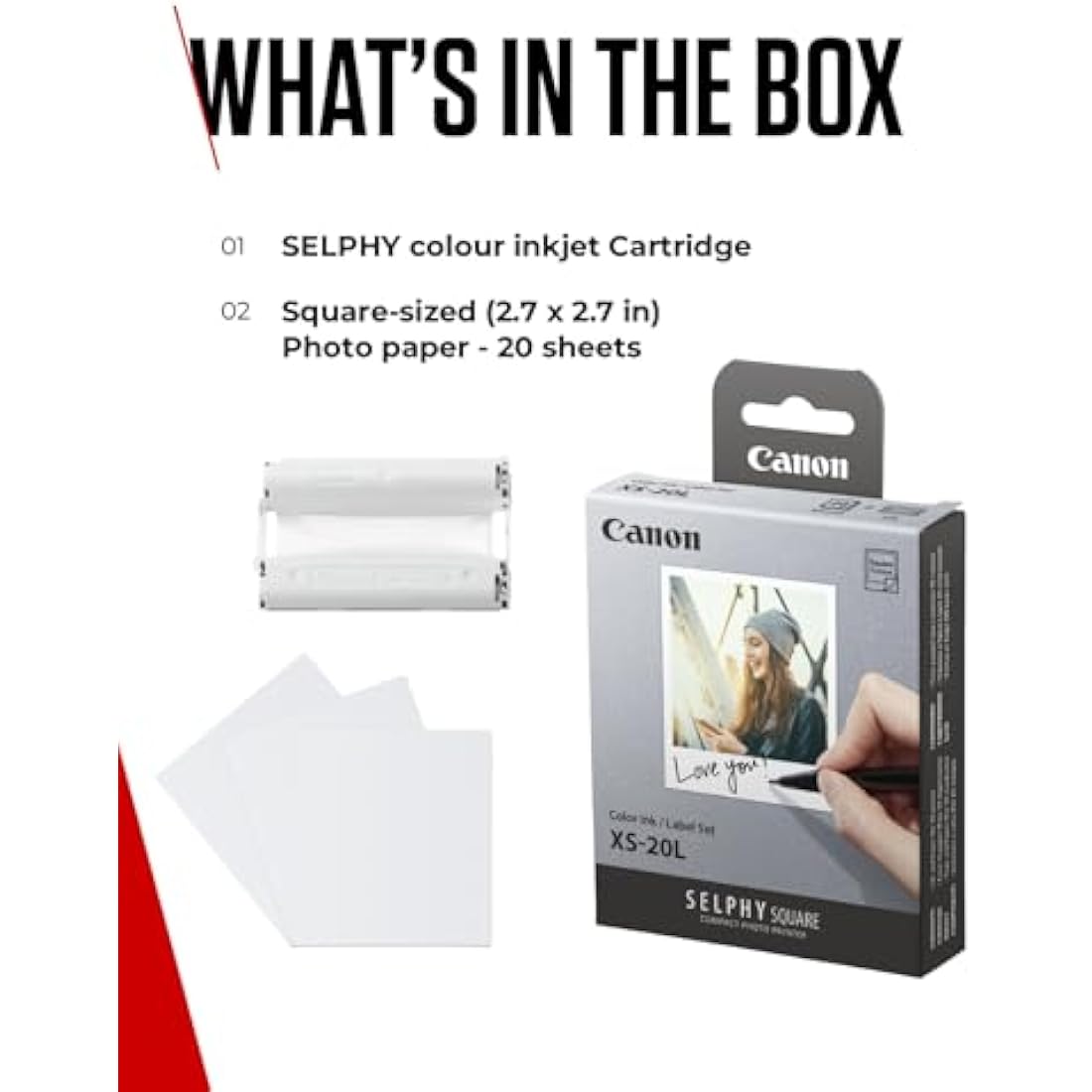 Canon SELPHY XS-20L Ink + Paper Multipack - Genuine Printer Ink Cartridges 1 Pack (1 x Cartridge) & 20 Sheets (72 x 85mm)
