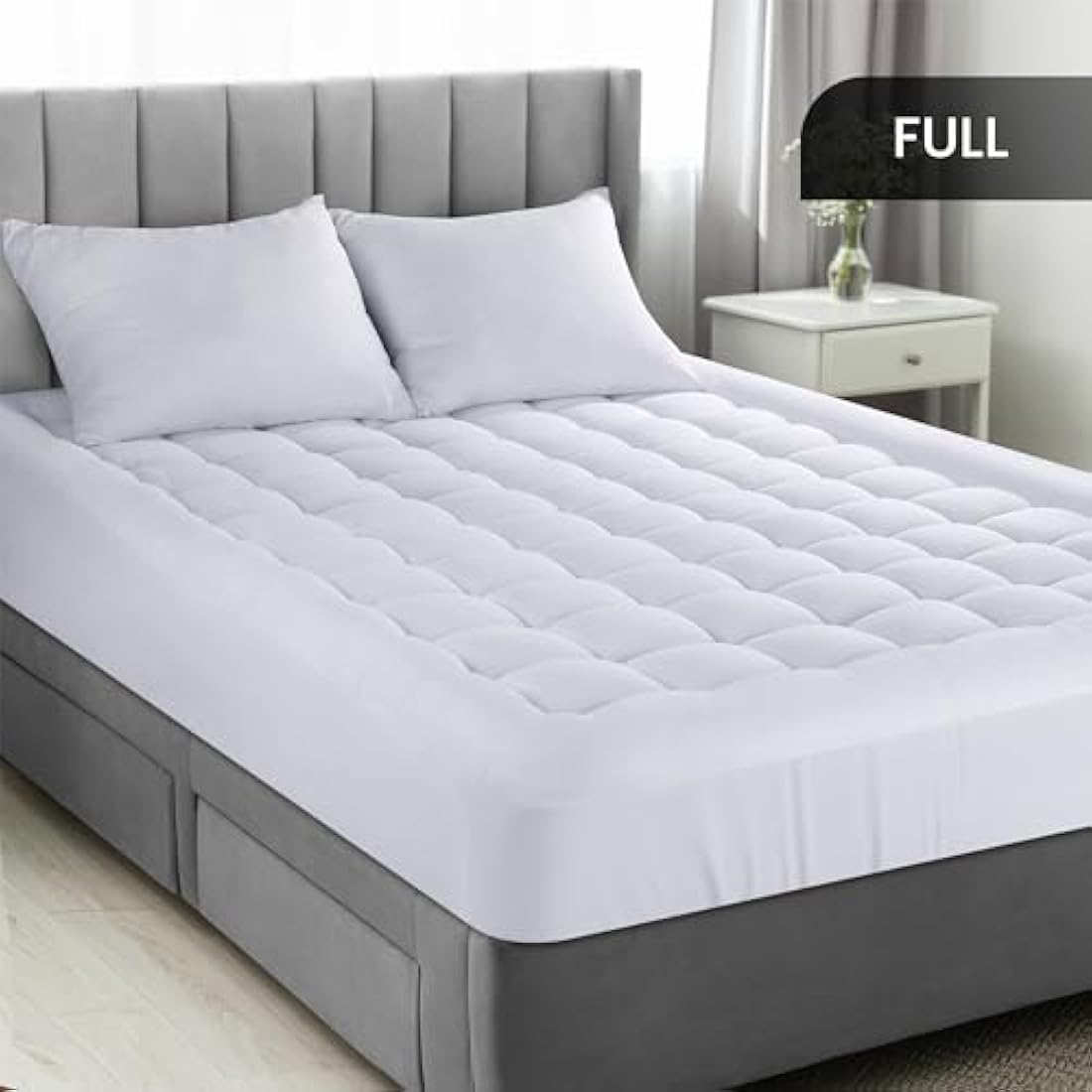 Utopia Bedding Full Mattress Pad, Quilted Fitted Premium Mattress Protector, Deep Pocket Mattress Cover Stretches up to 16 Inches, Fluffy Pillow Top Mattress Topper (54x75 Inches, White)