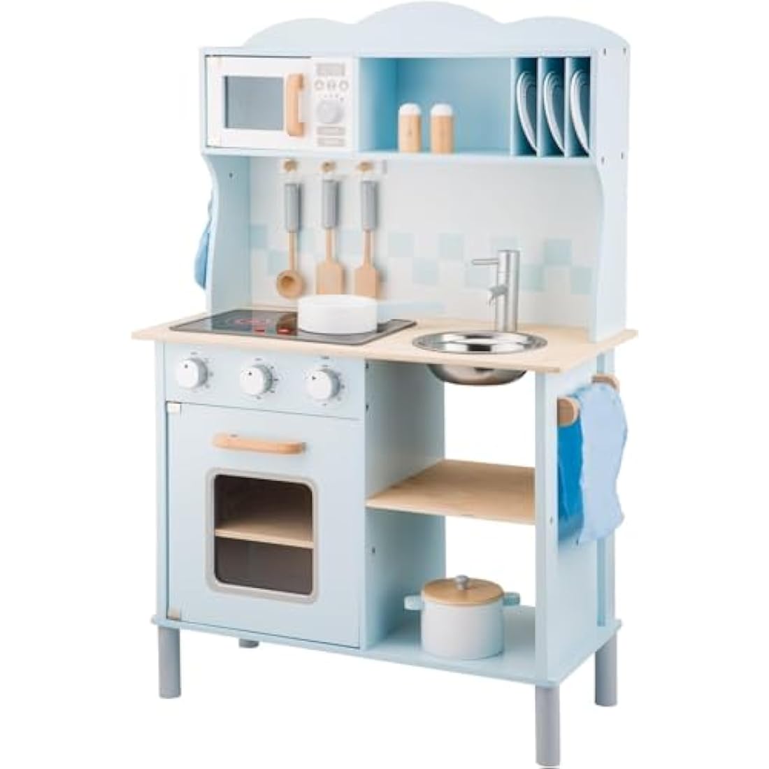 New Classic Toys Modern Kitchenette Electric Cooking, Blue/Natural