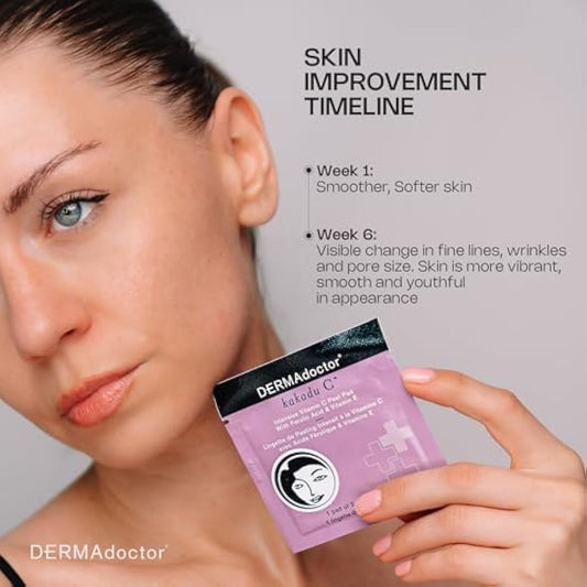 DERMAdoctor Kakadu C Intensive Vitamin C Peel Pads – Exfoliating Treatment with Ferulic Acid & Vitamin E for Brighter, Smoother Skin – 30 Pads