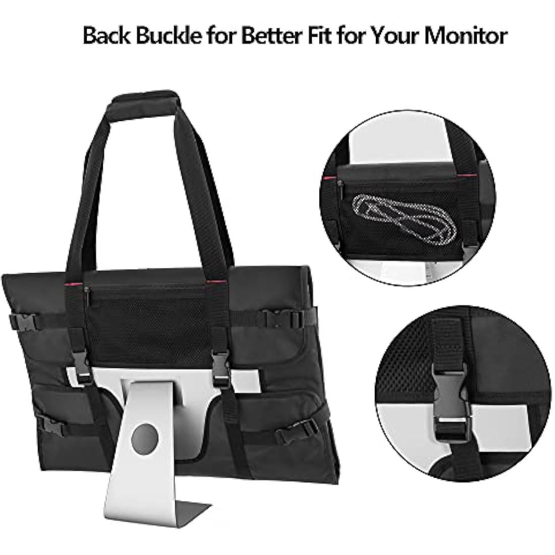 Trunab Monitor Carry Case Compatible with iMac 21.5" Desktop Computer/24’’ iMac /24’’ Monitors, Protective Monitor Dust Cover for iMac Screen and Accessories, Black - Patented Design