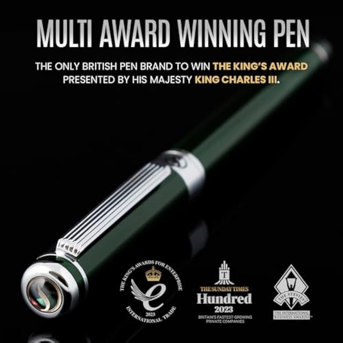 Scriveiner British Racing Green Laquer Rollerball Pen - Multi Award Winning Luxury Rollerball with Schmidt Refill, Quality Executive Writing Pen for the Office, Journaling or Gift Set for Men & Women