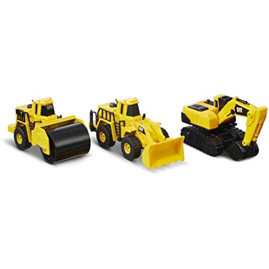 CAT Construction Toys, Die Cast Metal 3 Pack Vehicles - Wheel Loader, Excavator & Steam Roller Toy Set with Moving Parts, Push-Powered, Heavy-Duty Metal, Kids Ages 3 +