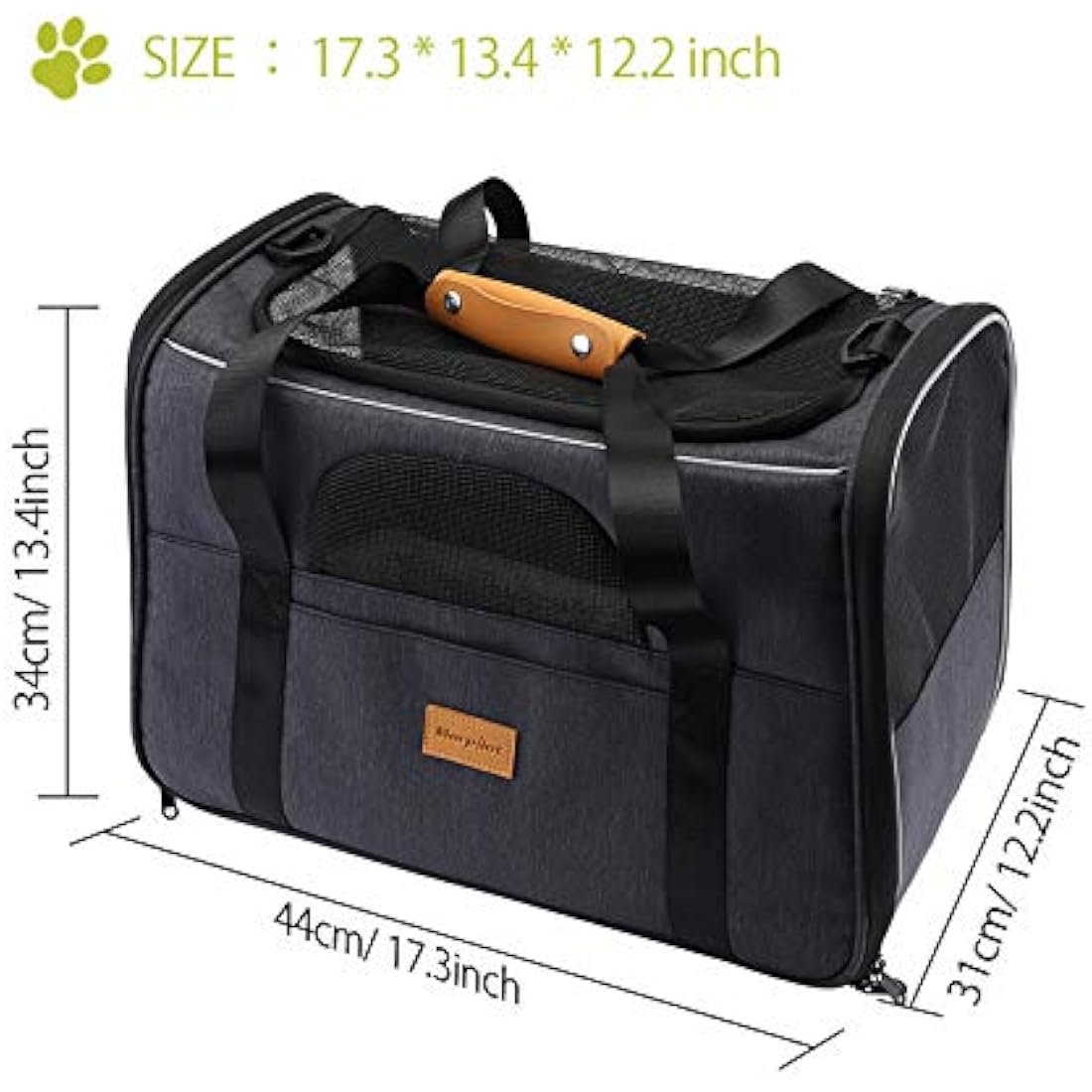 Morpilot Portable Pet Carrier Bag, Top Opening, Removable Mat and Breathable Mesh, Foldable Transport Carrier for Dogs and Cats, with Shoulder Strap and Pet Bowl, Grey