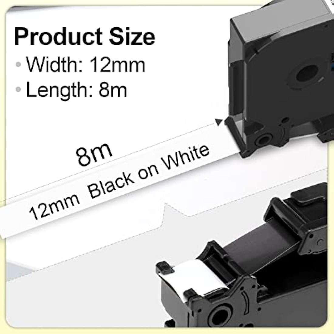 4X Upwinning TZE-231 Label Printer Tape 12mm Compatible with Brother Label Tape 12mm P-Touch Tze 12 mm TZe231 AZe-231 TZ231 Laminated White for Brother P Touch H101C H110 H107 H108 H100LB D210 1000