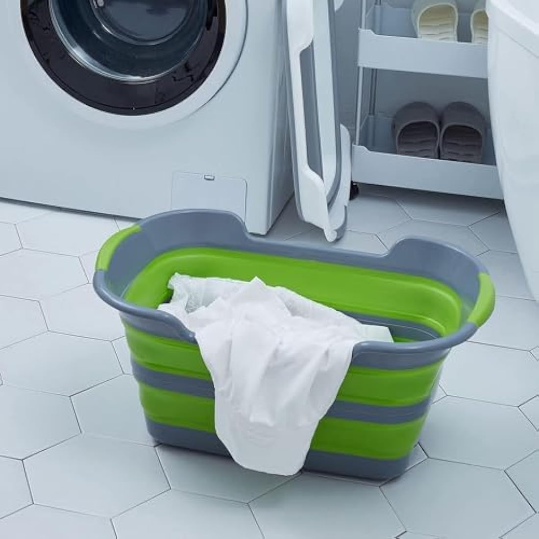 ddLUCK Multi-Functional Collapsible Pet Bathtub with Drainage Hole, Portable Indoor Outdoor Foldable Washing Tub Bathing Tub Small Pets Bathtub for Puppy Small Dogs Cats (Green)