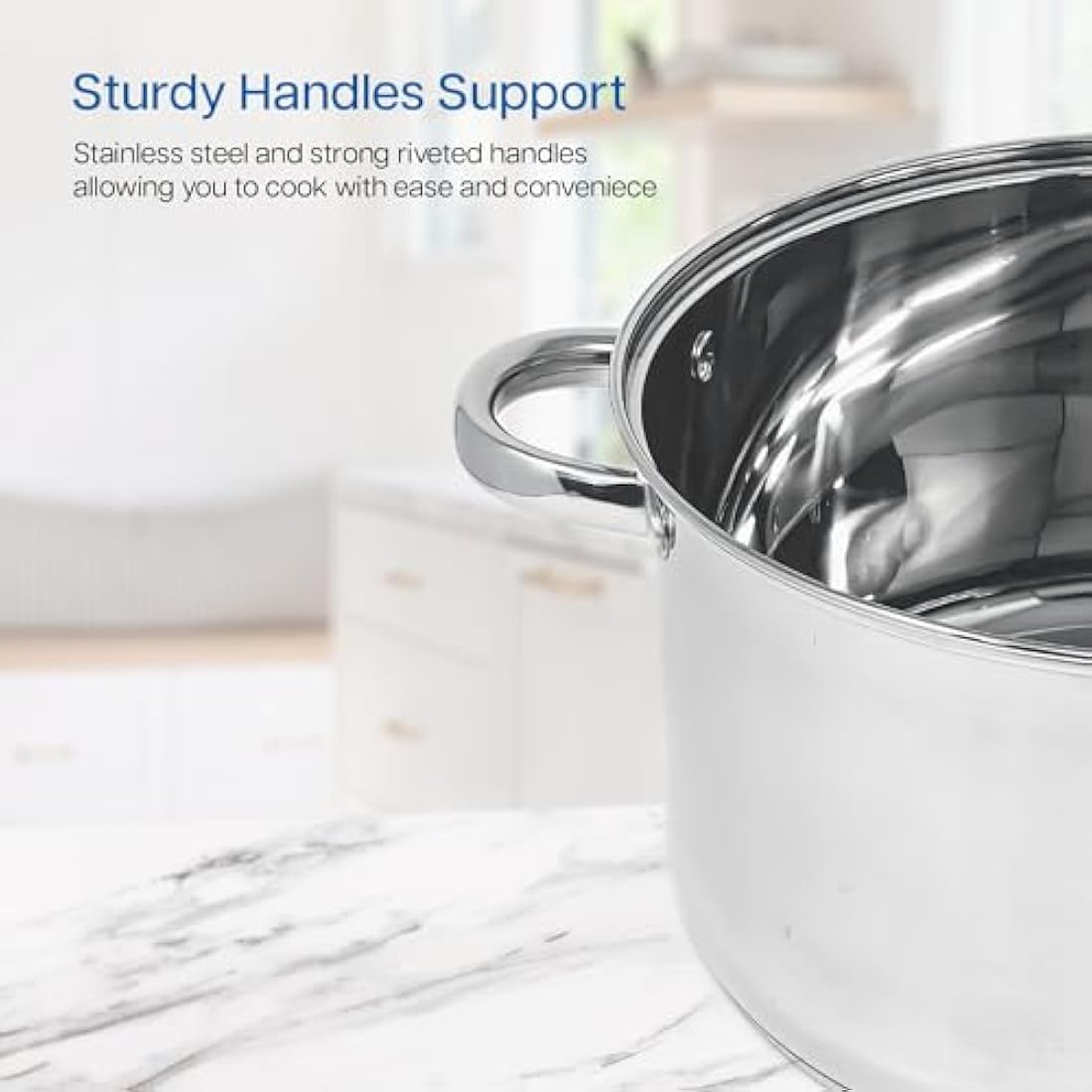 Cooking Pot Induction Stock Pot 9 litres Stainless Steel Deep Pots, Can Be Used as Stew, Soup Pot and Pasta Pot with Tempered Glass Lid