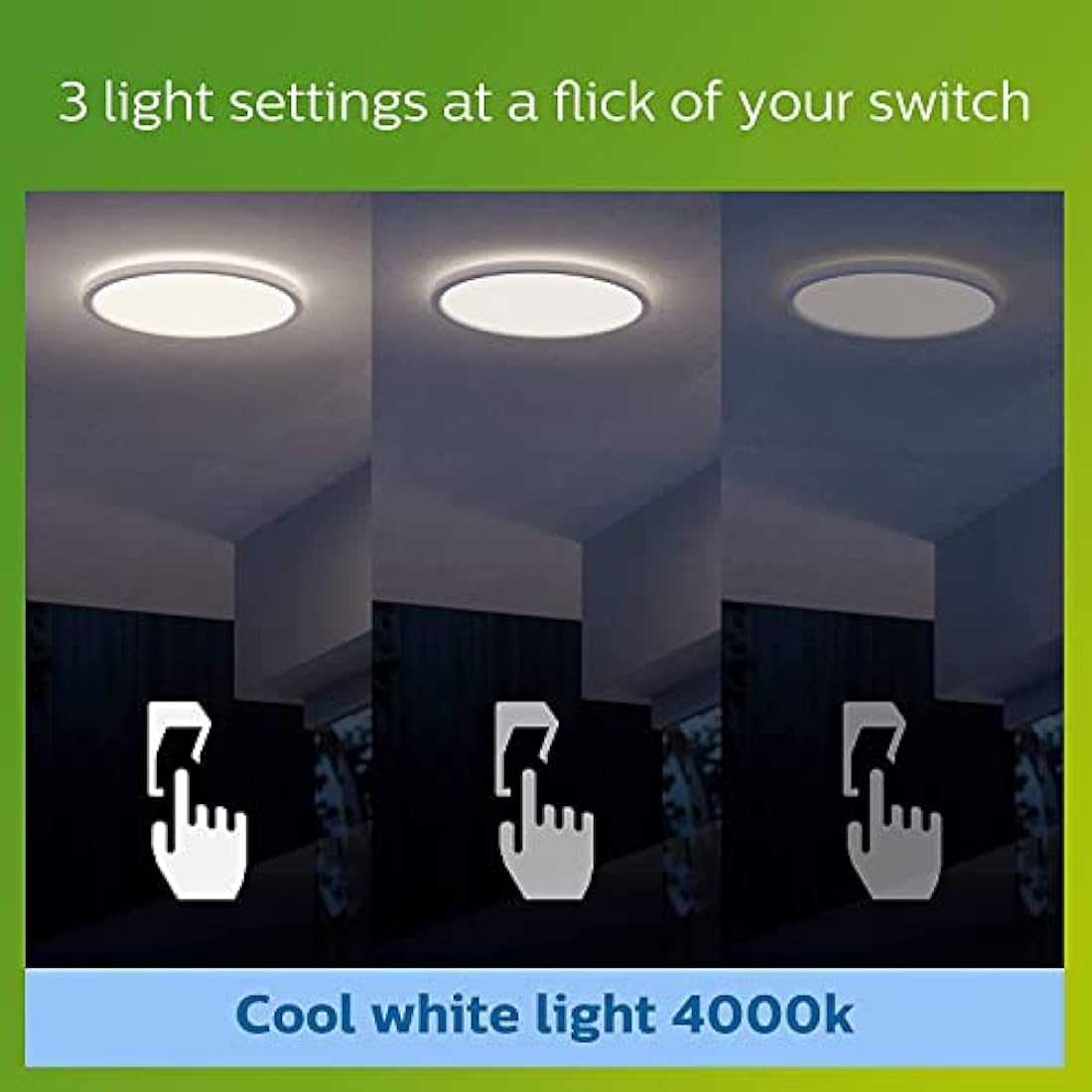 Philips LED Superslim Outdoor Ceiling Light 15W [Cool White - White] Water Resistant IP54, for Garden, Patio and Terrace Lighting.