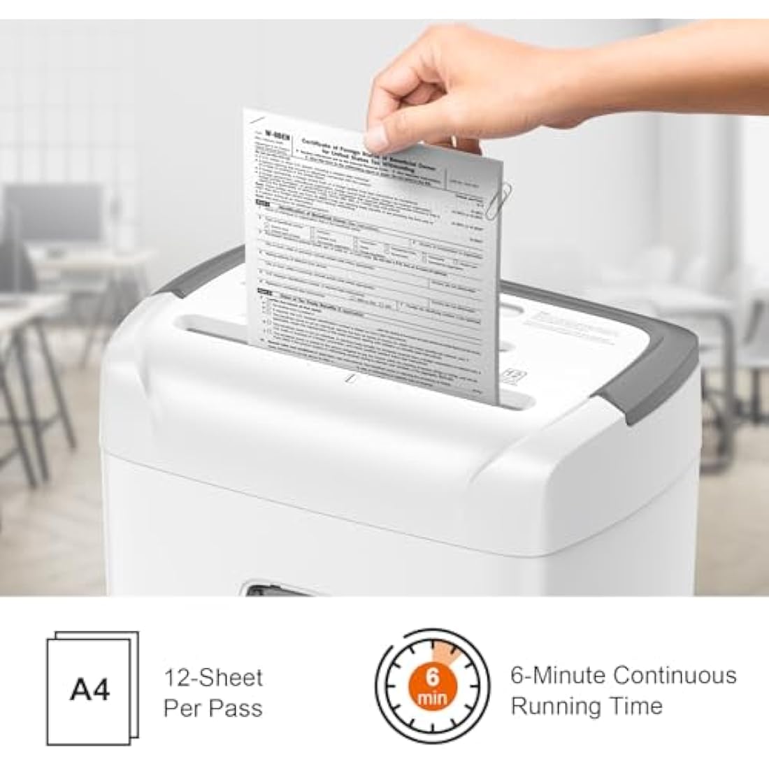 Bonsaii 12-Sheet Cross-Cut Shredder with CD & Credit Card Slot - P4 Security (5x25mm), 21L Bin, REV Mode for Jam Clearance, Overheat Protection - Ideal for Home Heavy Duty & Office Use, C243-A