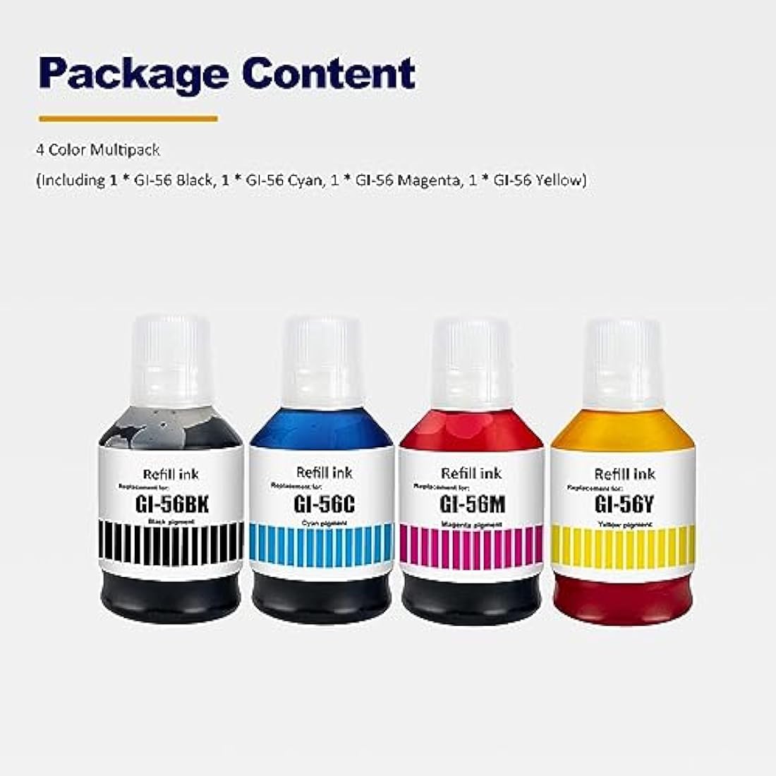 LAIPENG GI-56 GI56 Ink Refill Bottles Compatible with MAXIFY GX7050 GX6050 GX5050 GX4050 GX3050 GX5550 GX6550 Printer 4 Color Multipack (Black/Cyan/Magenta/Yellow)