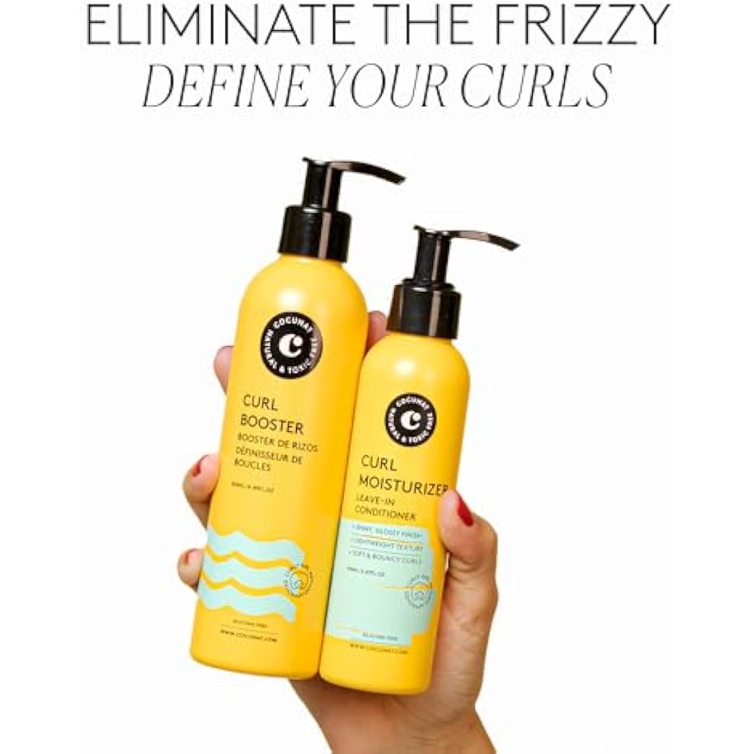 COCUNAT - Curly Method - Perfect Curls in 2 steps - Moisturizer Leave-in + Curl Booster - Moisturises, Nourishes, Strengthens, Eliminates Frizz and Detangles - 250ml+150ml