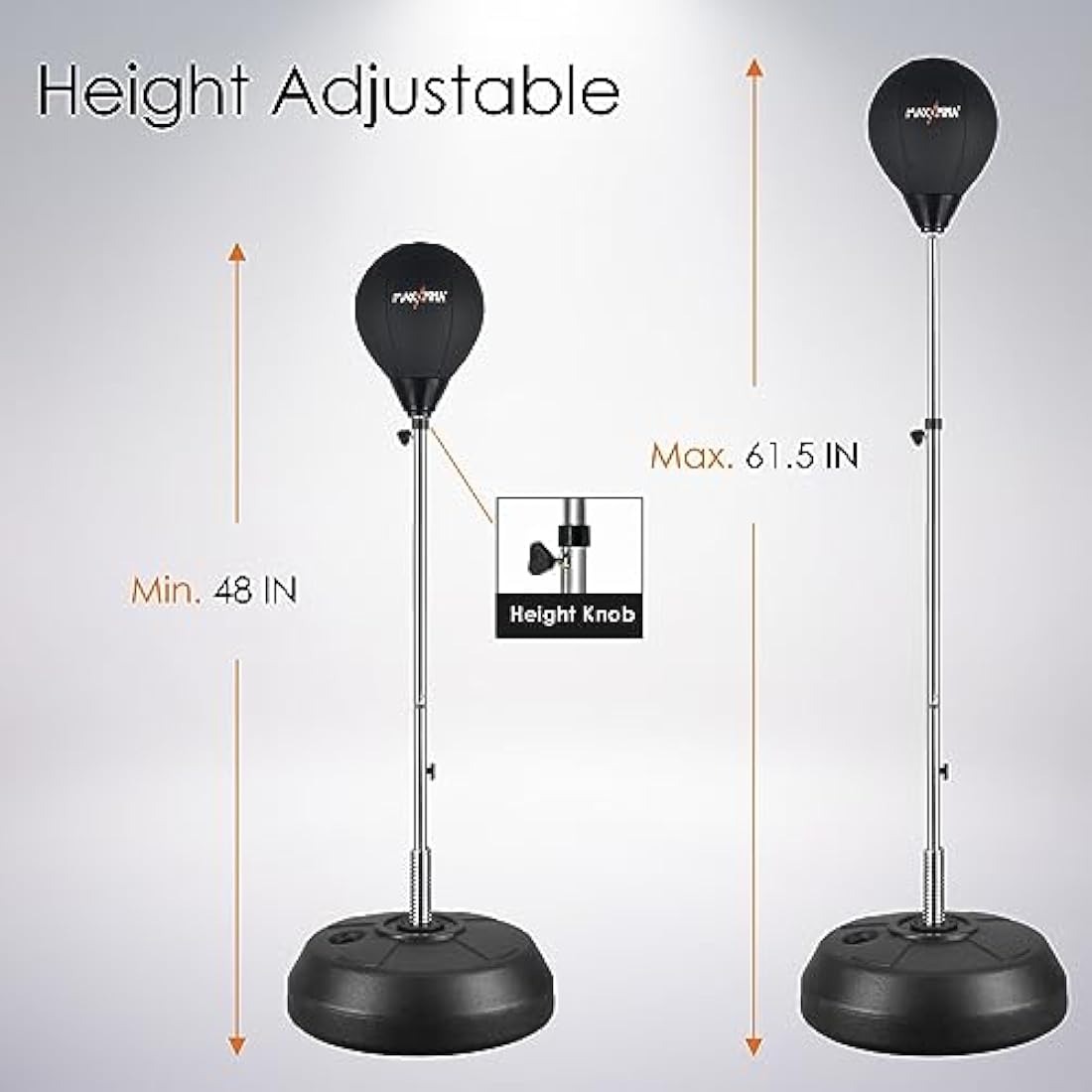 MaxxMMA Speed-Adjustable Freestanding Reflex Bag Kit, Freestanding Punching Bag for Boxing, MMA Training, Home Gym Workout Equipment, for Adults and Youth