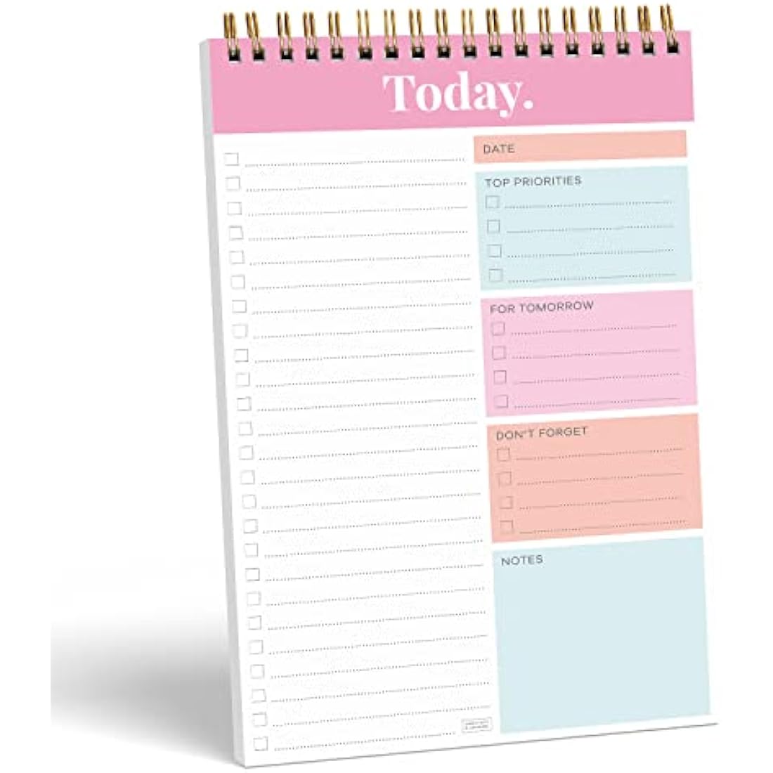 S&O Daily Planner Notepad for Productivity - 52 Page Routine Journal- Undated Writing pad and Organizer – Everyday To-Do List Action list - Coiled Regular Task Checklist- PINK