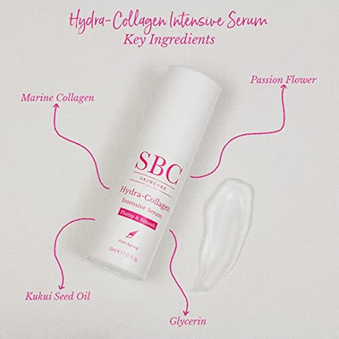 SBC Skincare Hydra-Collagen Intensive Serum - 30ml | Anti-Ageing Serum | Intensive Serum For Mature, Sensitive Or Dry Skin | Gluten Free