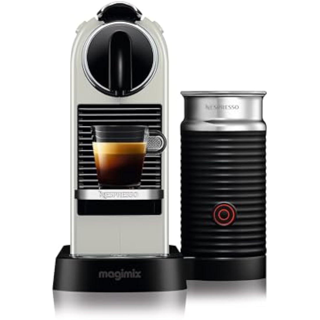 Nespresso Citiz Coffee Machine with Aeroccino Milk Frother by De'Longhi for Original Coffee Pods, Latte, Cappuccino, Espresso, Starter Capsule Set Included, EN267.WAE, White