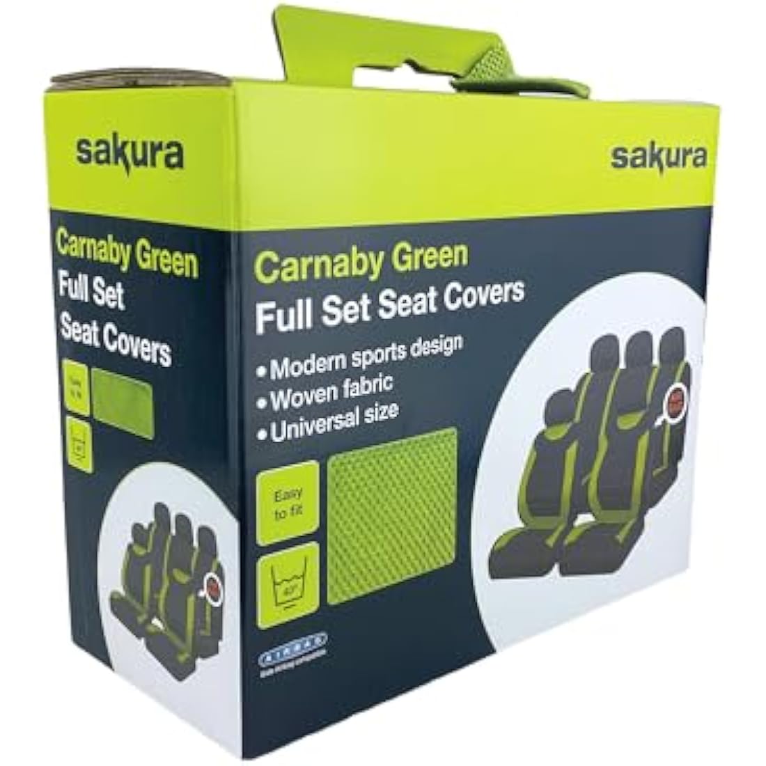 Sakura Car Seat and Headrest Covers Carnaby Green SS5294 - Full Set Universal Size Elasticated Hems Side Airbag Compatible Washable Easy Fit