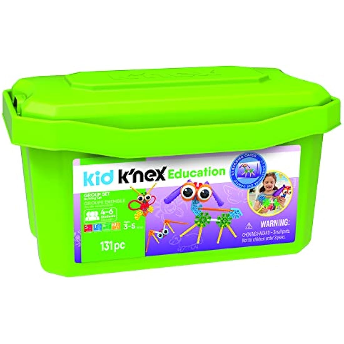 Kid K'NEX | Group Building Set | Fun and Kids Construction Toy, Engineering Toy for Creative Play, 131 Piece Learning Kit Suitable for Children Ages 3+ | Basic Fun 78750, Medium