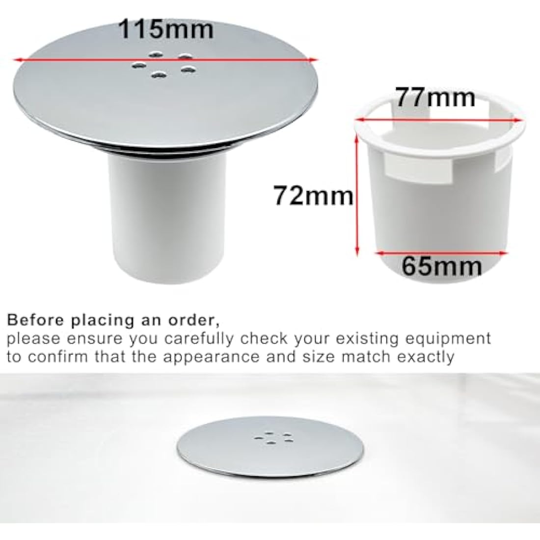 YUNLEX Shower Drain Cover, Chrome, 90mm/115mm, Modern, ABS Plastic and Metal, Removable Top, Fast Flow